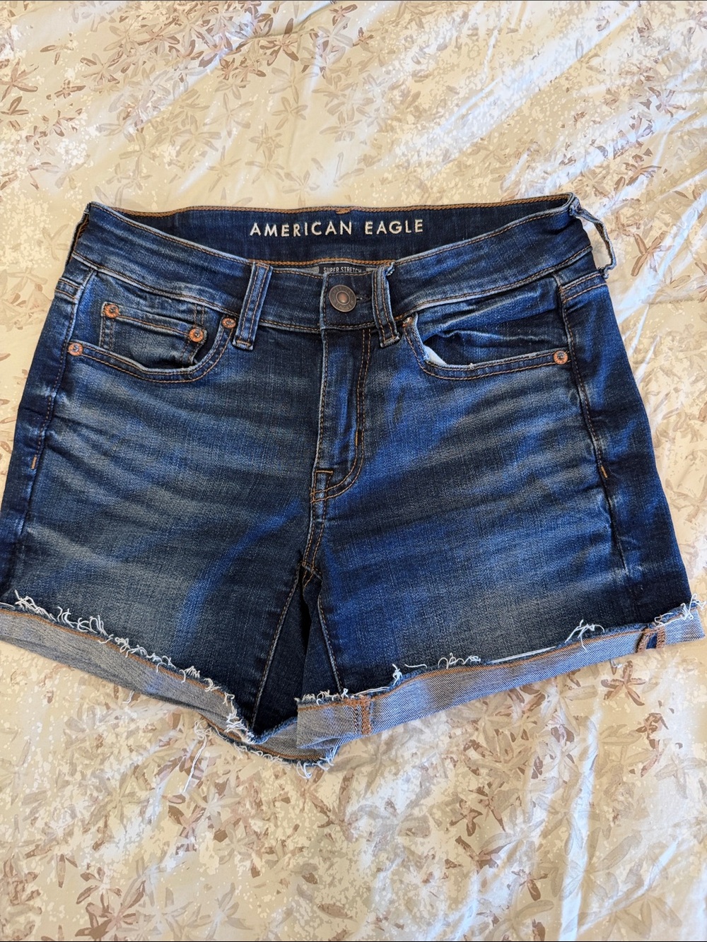 American Eagle Outfitters Dark Blue Washed Denim Cutoff Shorts